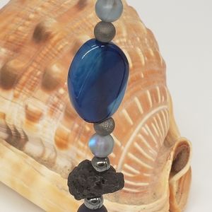 Boho 💥 Agates, Unakite & Lava Beaded Necklace